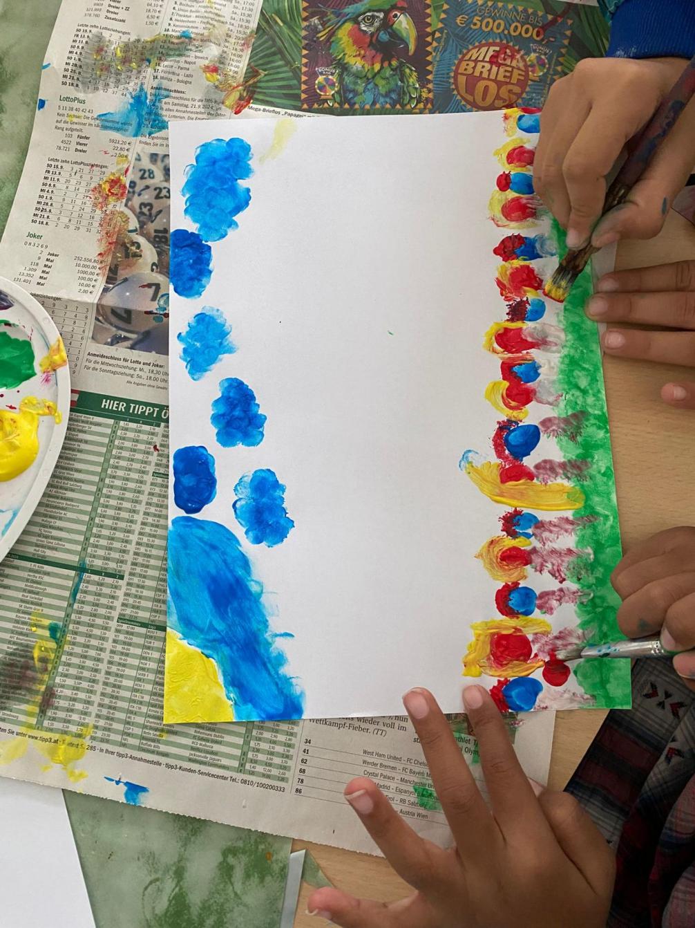 Zeichnung mit Wasserfarben