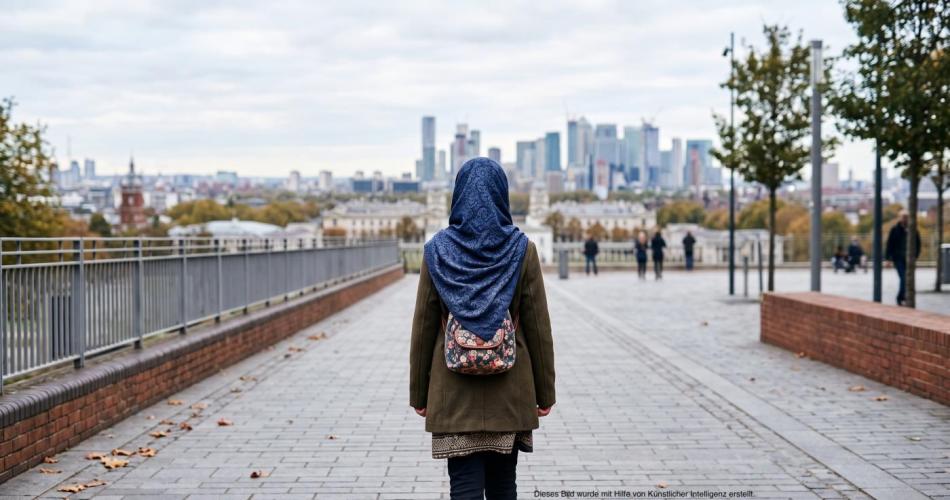 Mädchen mit Kopftuch - Foto wurde von künstlicher Intelligenz erstellt.